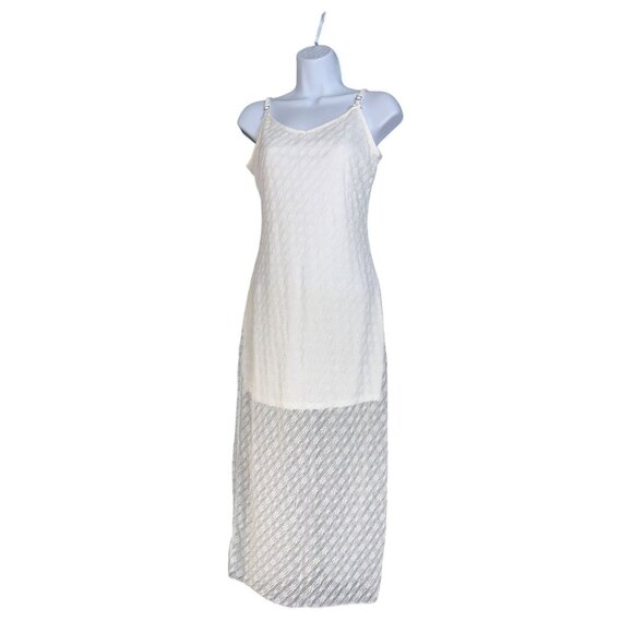 Wild Fable Womens White Sleeveless Lace Textured Maxi Slip Dress Size Large - Picture 7 of 12